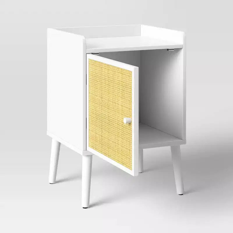 Rattan and Wood Bedside Kids' Table White - Pillowfort™