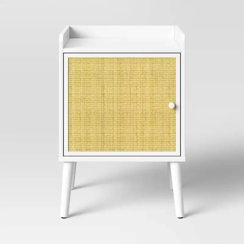 Rattan and Wood Bedside Kids' Table White - Pillowfort™