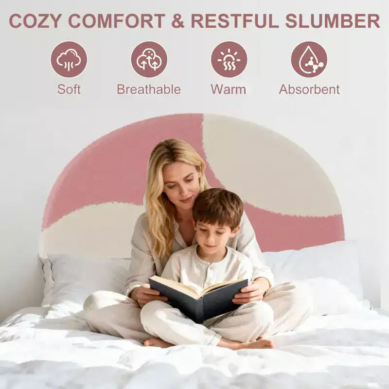 COZONY Upholstered Platform Bed Frame w/ Round Headboard, Modern Arch Design, Soft Fabric, Strong Wood Slats, No Box Spring Needed, Easy Assembly