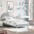 COZONY Upholstered Platform Bed Frame w/ Round Headboard, Modern Arch Design, Soft Fabric, Strong Wood Slats, No Box Spring Needed, Easy Assembly