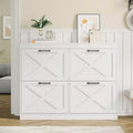 Farmhouse Shoe Cabinet with 4 Flip Drawers, 41 Narrow Entryway Shoe Storage for Hallway or Mudroom, White
