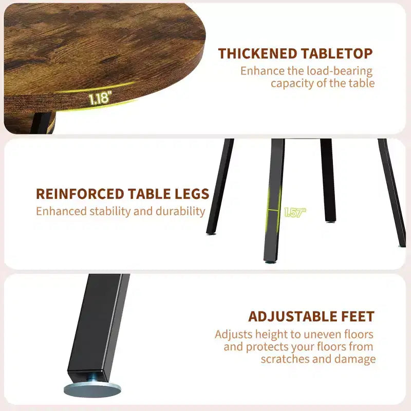 47'' Round Dining Table for 4-6 People, Farmhouse Kitchen Dining Table, Round Dinner Table with Storage Shelf for Kitchen, Living Room (Table Only)
