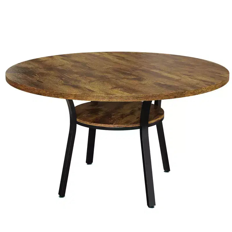 47'' Round Dining Table for 4-6 People, Farmhouse Kitchen Dining Table, Round Dinner Table with Storage Shelf for Kitchen, Living Room (Table Only)
