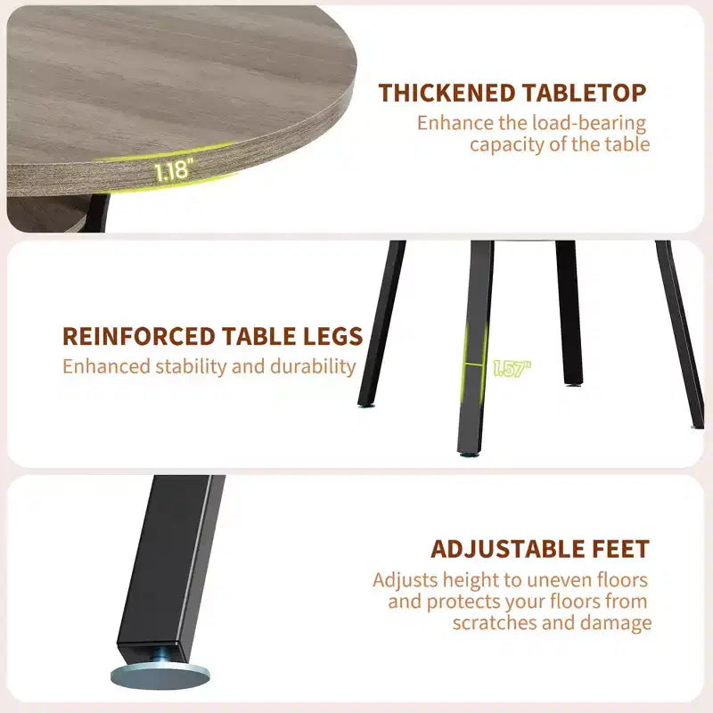47'' Round Dining Table for 4-6 People, Farmhouse Kitchen Dining Table, Round Dinner Table with Storage Shelf for Kitchen, Living Room (Table Only)