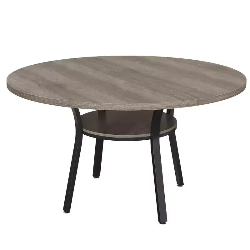 47'' Round Dining Table for 4-6 People, Farmhouse Kitchen Dining Table, Round Dinner Table with Storage Shelf for Kitchen, Living Room (Table Only)