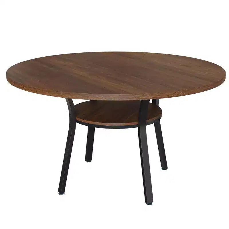47'' Round Dining Table for 4-6 People, Farmhouse Kitchen Dining Table, Round Dinner Table with Storage Shelf for Kitchen, Living Room (Table Only)