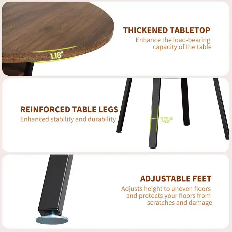 47'' Round Dining Table for 4-6 People, Farmhouse Kitchen Dining Table, Round Dinner Table with Storage Shelf for Kitchen, Living Room (Table Only)