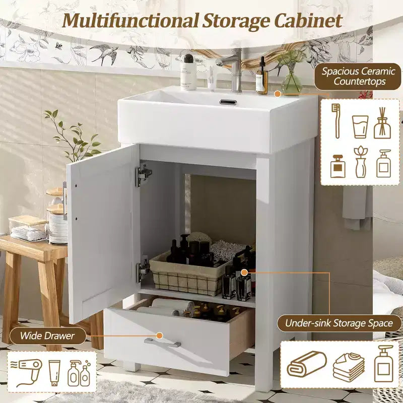 20.28 Bathroom Vanity with Sink, Bathroom Storage Cabinet with Drawer for Small Space