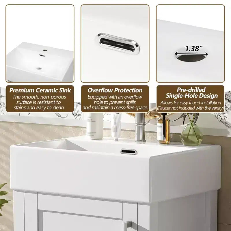20.28 Bathroom Vanity with Sink, Bathroom Storage Cabinet with Drawer for Small Space