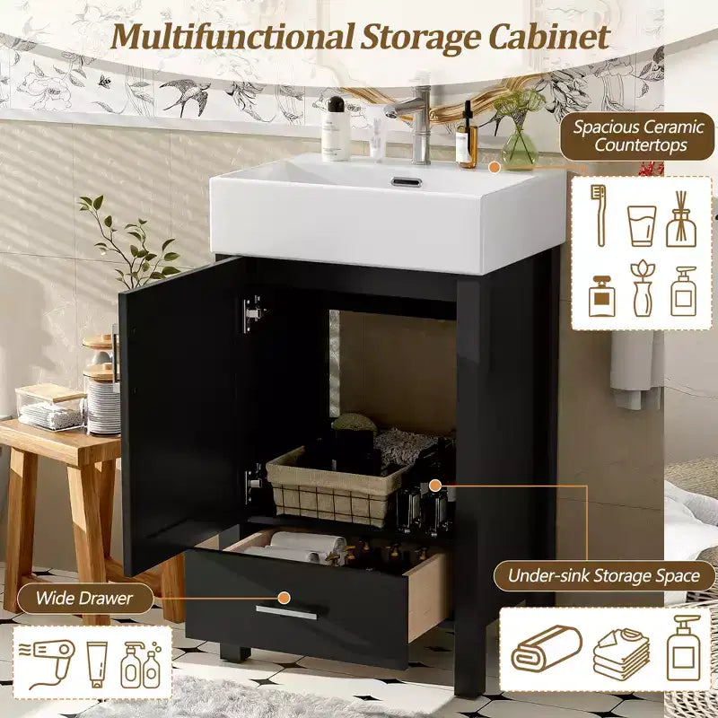 20.28 Bathroom Vanity with Sink, Bathroom Storage Cabinet with Drawer for Small Space
