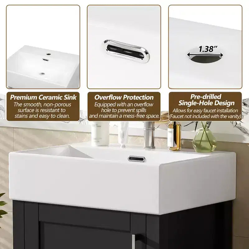 20.28 Bathroom Vanity with Sink, Bathroom Storage Cabinet with Drawer for Small Space