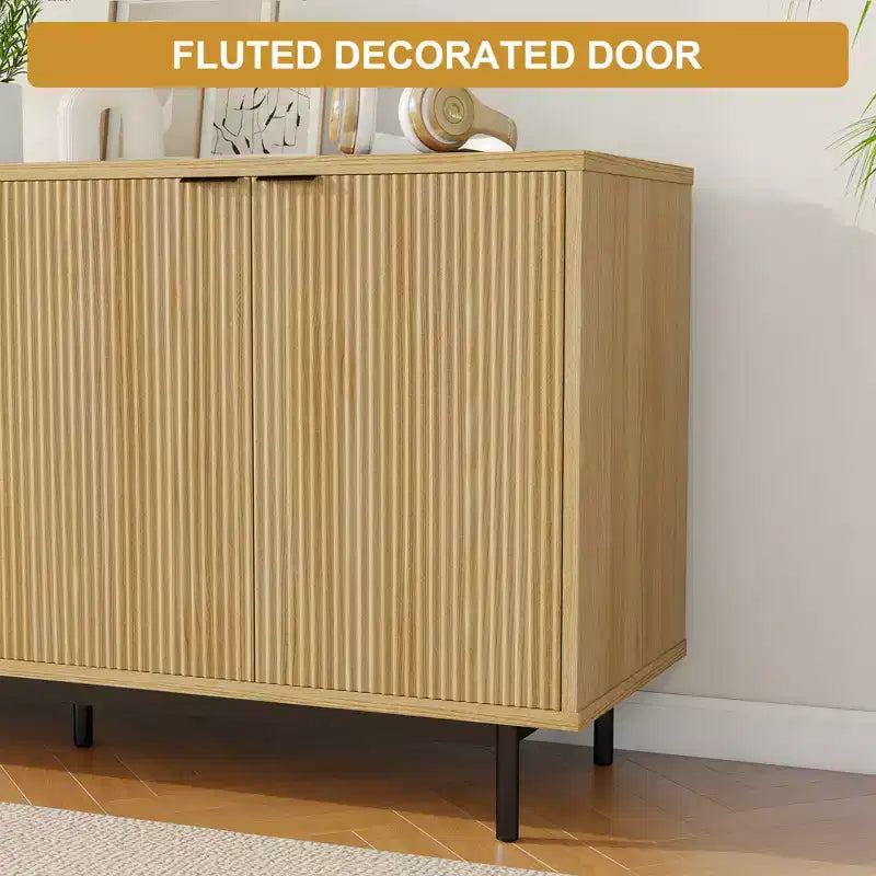 Dyonery 58 Fluted Sideboard Cabinet, Modern Buffet Storage Console for Dining Room, Accent Credenza