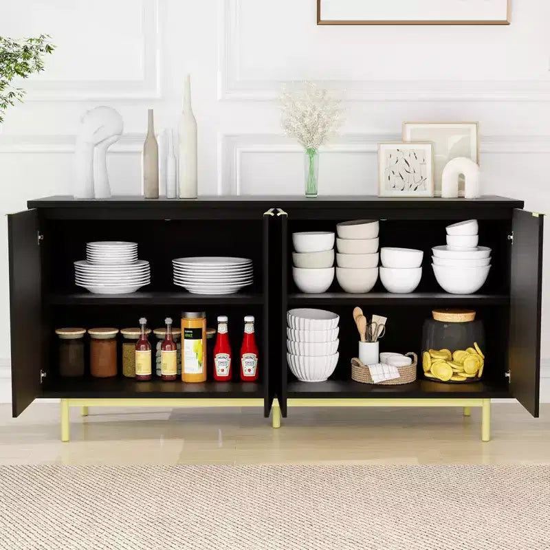 Dyonery 58 Fluted Sideboard Cabinet, Modern Buffet Storage Console for Dining Room, Accent Credenza