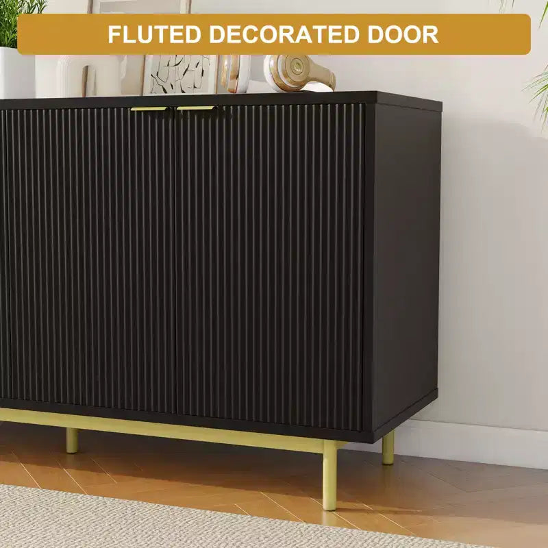 Dyonery 58 Fluted Sideboard Cabinet, Modern Buffet Storage Console for Dining Room, Accent Credenza