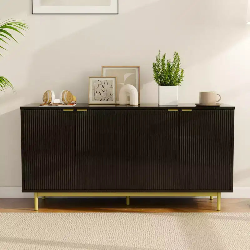 Dyonery 58 Fluted Sideboard Cabinet, Modern Buffet Storage Console for Dining Room, Accent Credenza