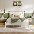 Queen/King Bed Frame, Solid Wood Platform Bed, Upholstered Headboard with Metal Handles, No Box Spring Needed - ModernLuxe