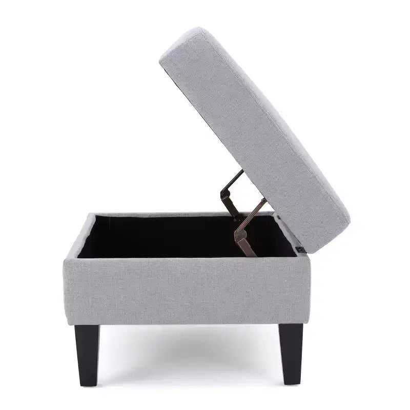 Okak Modern Square Storage Ottoman with Cushion, End Of Bed Bench with Wooden Legs, Entryway Bench for Bedroom, Living Room
