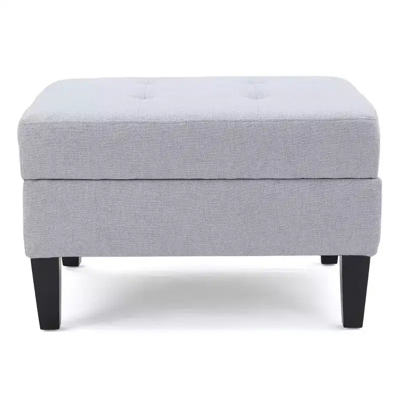 Okak Modern Square Storage Ottoman with Cushion, End Of Bed Bench with Wooden Legs, Entryway Bench for Bedroom, Living Room