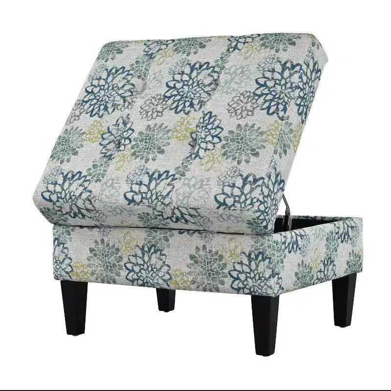 Okak Modern Square Storage Ottoman with Cushion, End Of Bed Bench with Wooden Legs, Entryway Bench for Bedroom, Living Room
