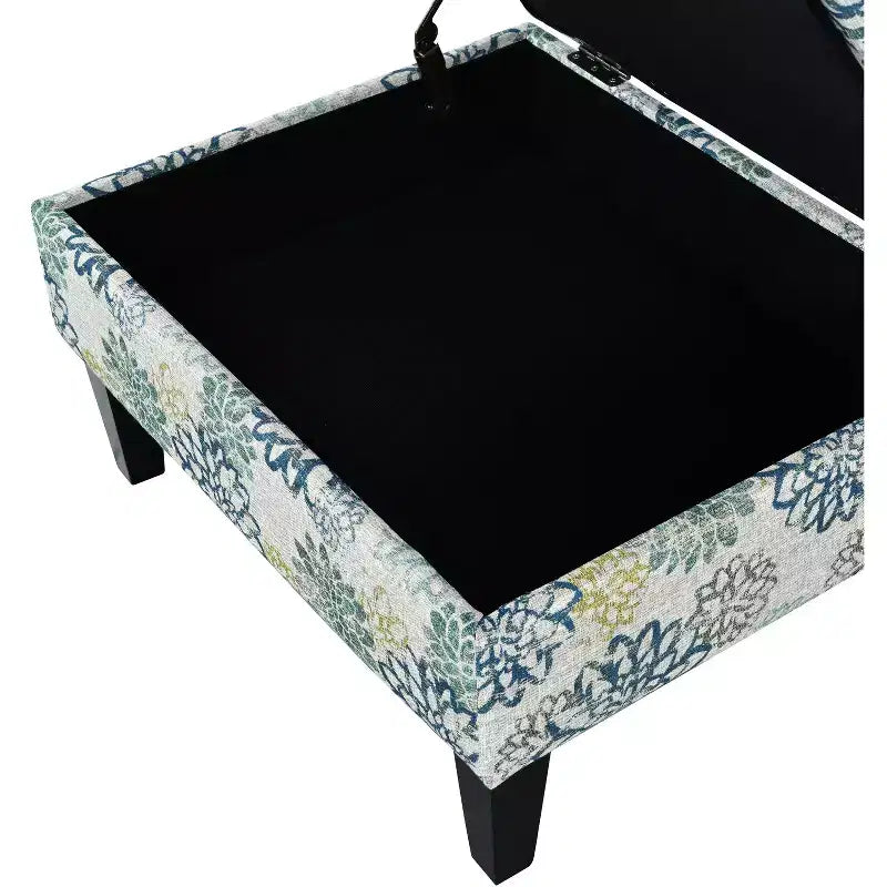 Okak Modern Square Storage Ottoman with Cushion, End Of Bed Bench with Wooden Legs, Entryway Bench for Bedroom, Living Room