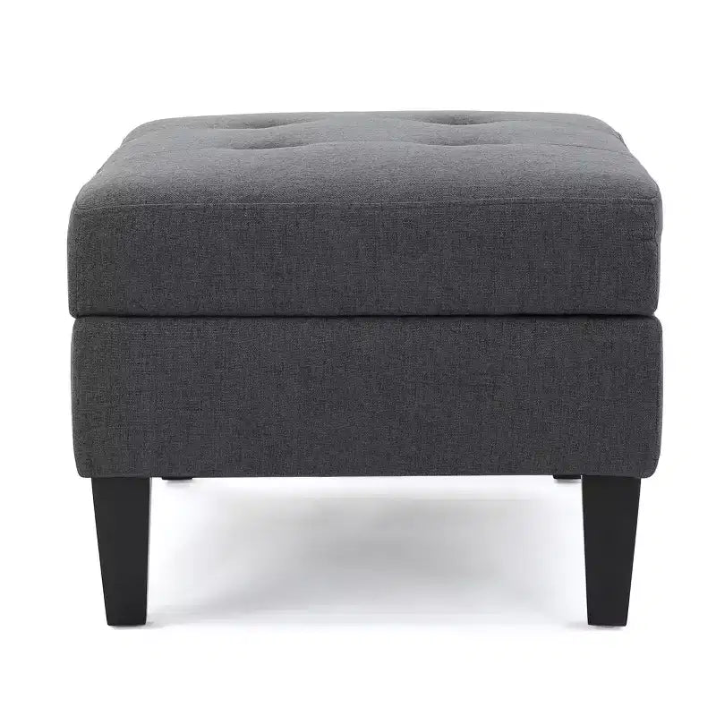 Okak Modern Square Storage Ottoman with Cushion, End Of Bed Bench with Wooden Legs, Entryway Bench for Bedroom, Living Room