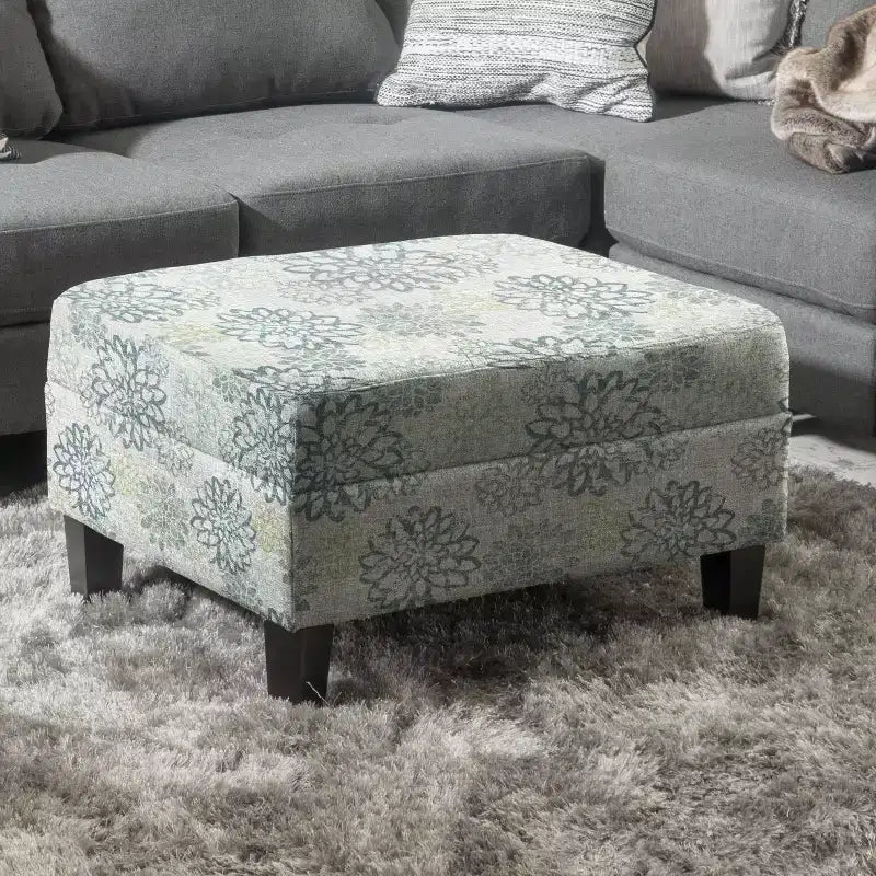 Okak Modern Square Storage Ottoman with Cushion, End Of Bed Bench with Wooden Legs, Entryway Bench for Bedroom, Living Room