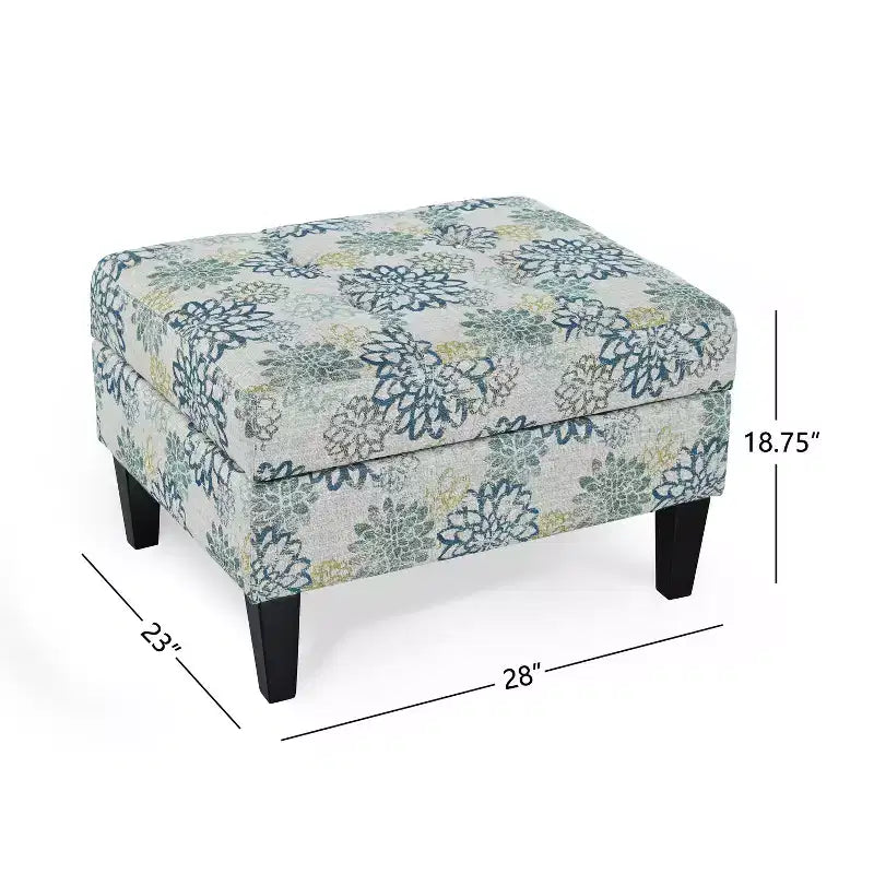Okak Modern Square Storage Ottoman with Cushion, End Of Bed Bench with Wooden Legs, Entryway Bench for Bedroom, Living Room