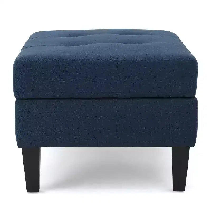 Okak Modern Square Storage Ottoman with Cushion, End Of Bed Bench with Wooden Legs, Entryway Bench for Bedroom, Living Room