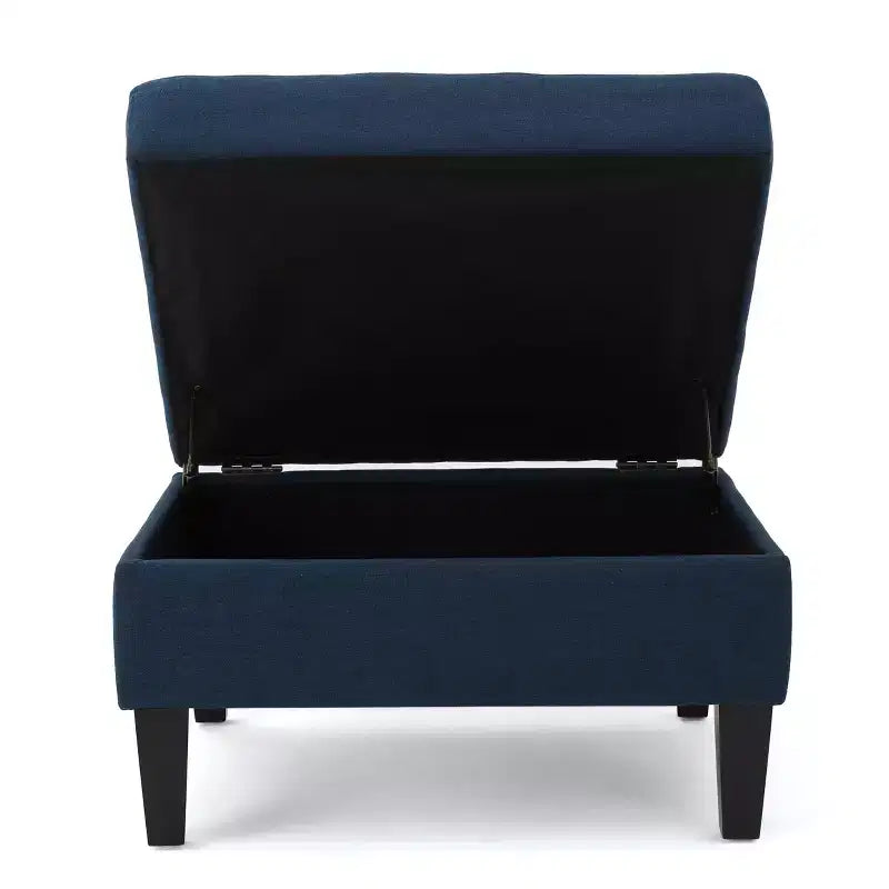 Okak Modern Square Storage Ottoman with Cushion, End Of Bed Bench with Wooden Legs, Entryway Bench for Bedroom, Living Room