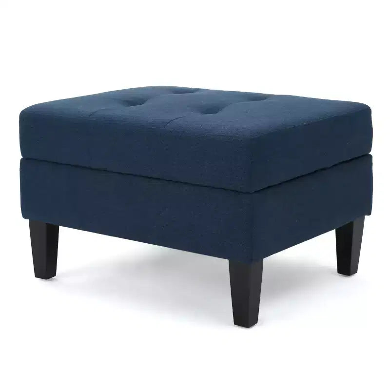 Okak Modern Square Storage Ottoman with Cushion, End Of Bed Bench with Wooden Legs, Entryway Bench for Bedroom, Living Room