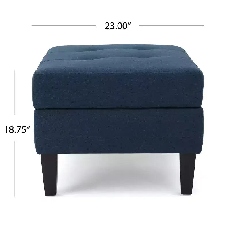 Okak Modern Square Storage Ottoman with Cushion, End Of Bed Bench with Wooden Legs, Entryway Bench for Bedroom, Living Room