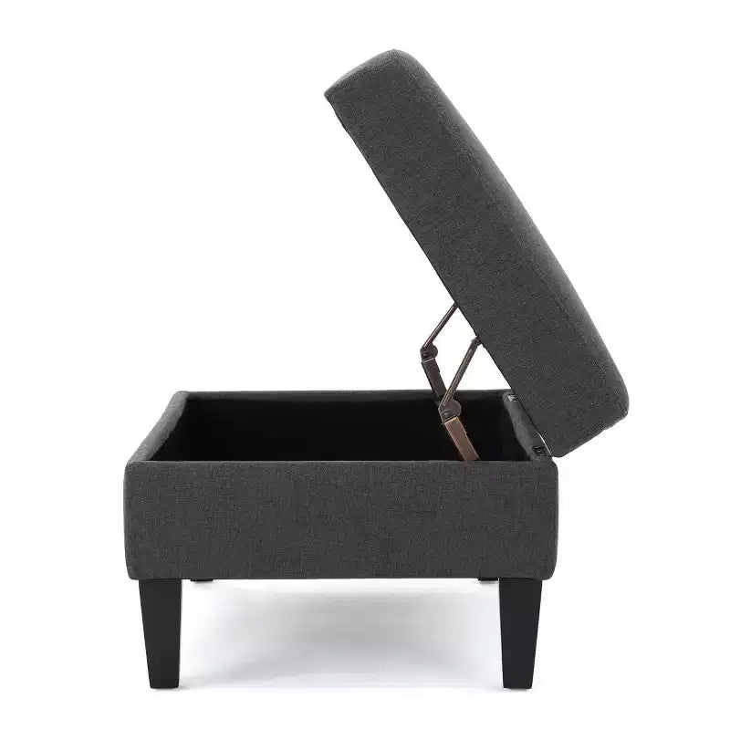 Okak Modern Square Storage Ottoman with Cushion, End Of Bed Bench with Wooden Legs, Entryway Bench for Bedroom, Living Room