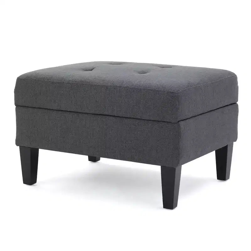 Okak Modern Square Storage Ottoman with Cushion, End Of Bed Bench with Wooden Legs, Entryway Bench for Bedroom, Living Room