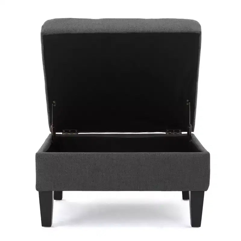 Okak Modern Square Storage Ottoman with Cushion, End Of Bed Bench with Wooden Legs, Entryway Bench for Bedroom, Living Room
