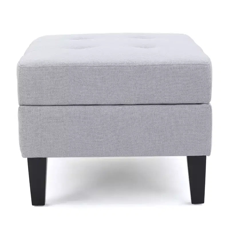 Okak Modern Square Storage Ottoman with Cushion, End Of Bed Bench with Wooden Legs, Entryway Bench for Bedroom, Living Room