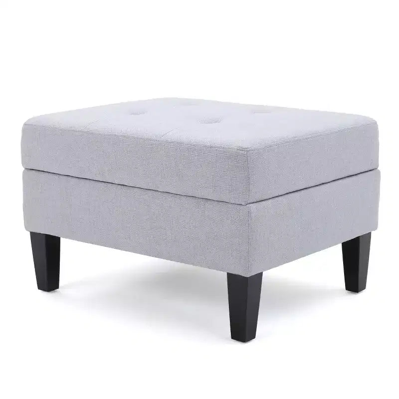Okak Modern Square Storage Ottoman with Cushion, End Of Bed Bench with Wooden Legs, Entryway Bench for Bedroom, Living Room