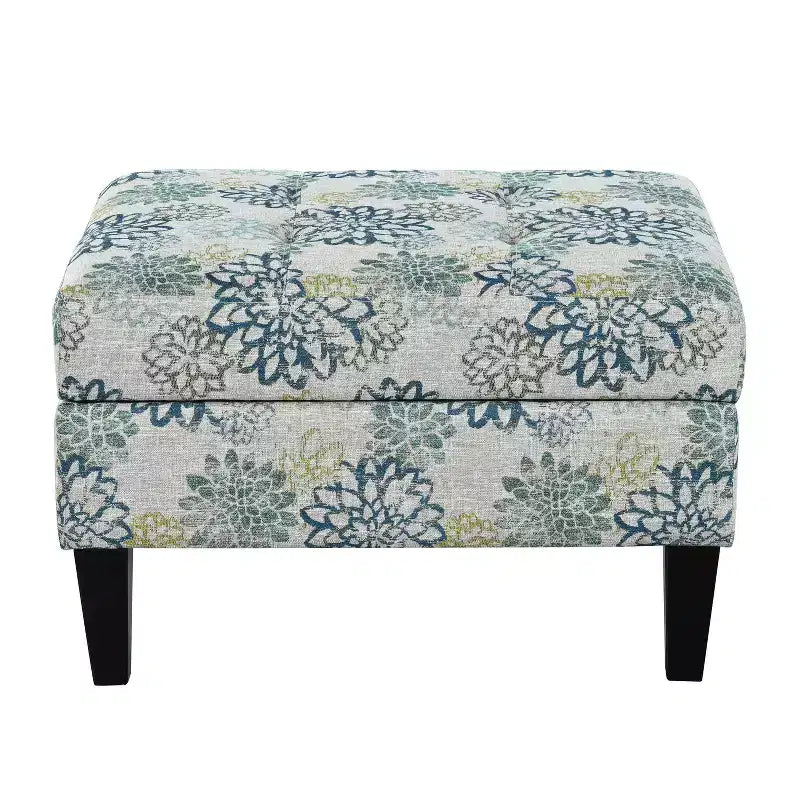 Okak Modern Square Storage Ottoman with Cushion, End Of Bed Bench with Wooden Legs, Entryway Bench for Bedroom, Living Room