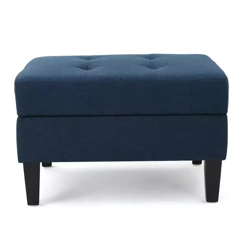 Okak Modern Square Storage Ottoman with Cushion, End Of Bed Bench with Wooden Legs, Entryway Bench for Bedroom, Living Room