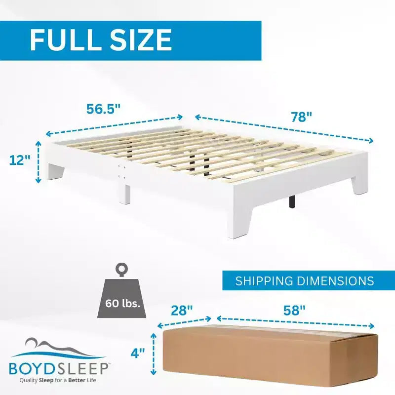 Lugano Platform Bed Frame - Solid Wooden Slat Support, No Box Spring Needed