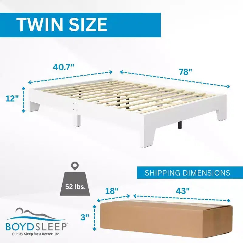 Lugano Platform Bed Frame - Solid Wooden Slat Support, No Box Spring Needed