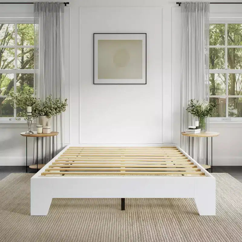 Lugano Platform Bed Frame - Solid Wooden Slat Support, No Box Spring Needed