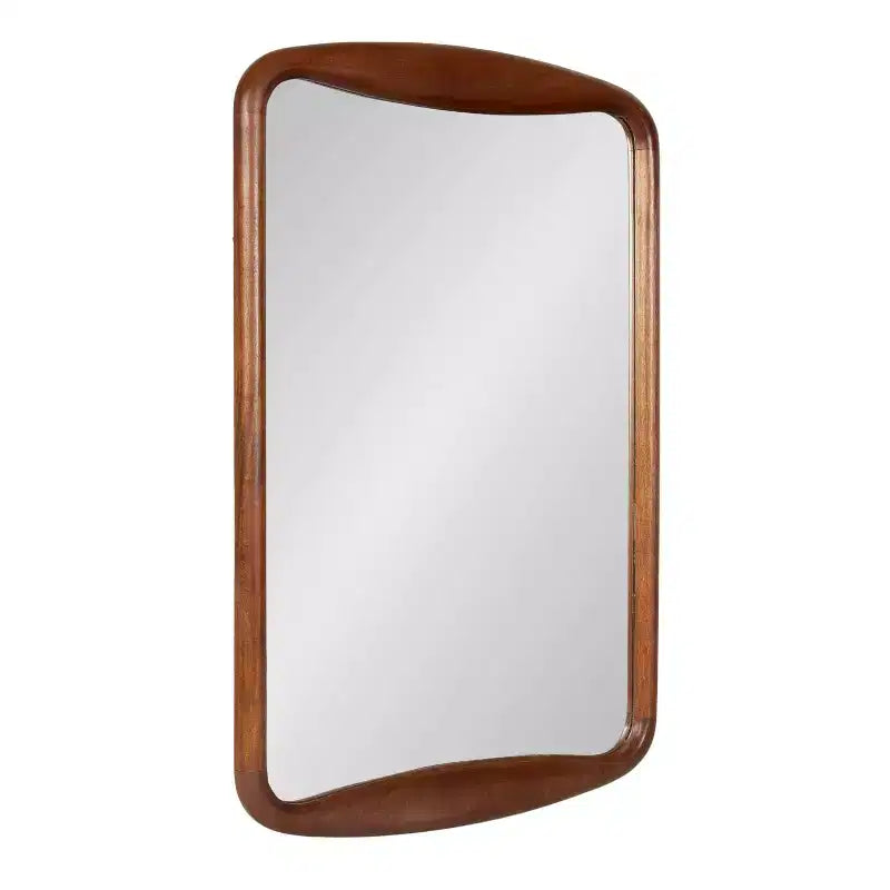 Kate and Laurel Hera Radius Rectangle Wood Mirror, Walnut Brown, 24x36