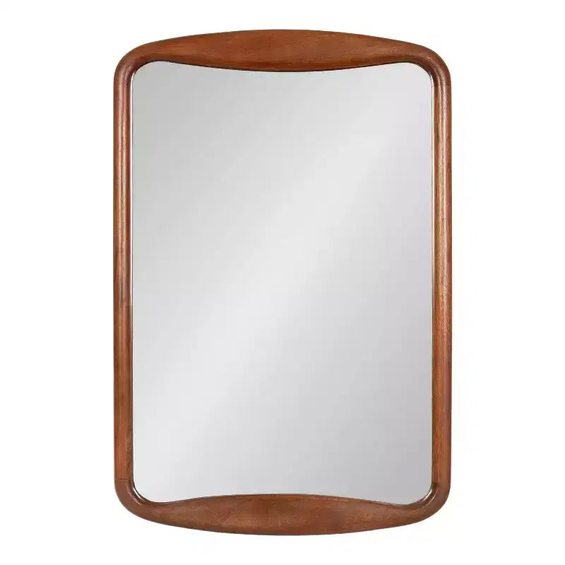 Kate and Laurel Hera Radius Rectangle Wood Mirror, Walnut Brown, 24x36