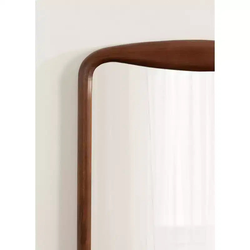 Kate and Laurel Hera Radius Rectangle Wood Mirror, Walnut Brown, 24x36