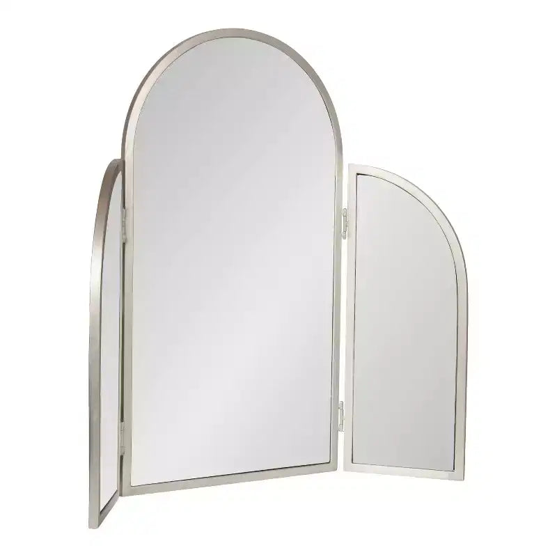 Kate and Laurel Amoli Tri-Fold Arch Metal Mirror, Silver, 28x28