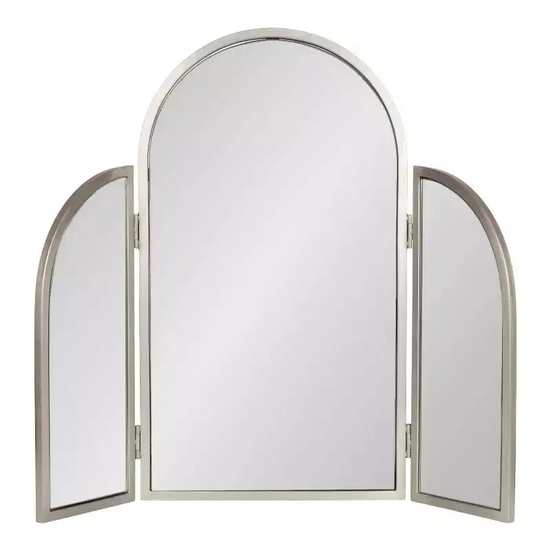 Kate and Laurel Amoli Tri-Fold Arch Metal Mirror, Silver, 28x28