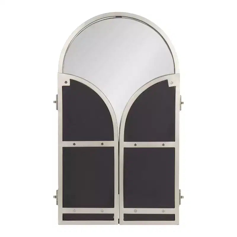 Kate and Laurel Amoli Tri-Fold Arch Metal Mirror, Silver, 28x28