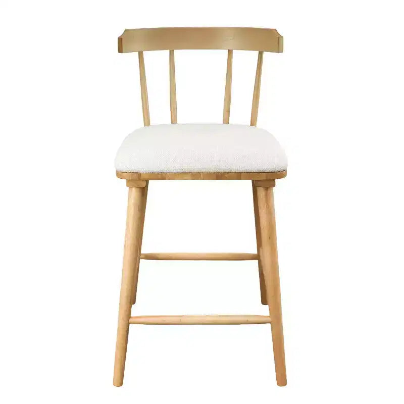 Set of 2 Wooden Counter Height Stools with Curved Backrest and Upholstered Fabric Seat, Counter Stool Chairs for Kitchen Island-Panipeachy