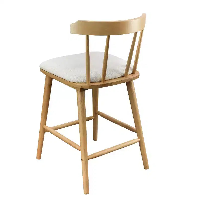 Set of 2 Wooden Counter Height Stools with Curved Backrest and Upholstered Fabric Seat, Counter Stool Chairs for Kitchen Island-Panipeachy