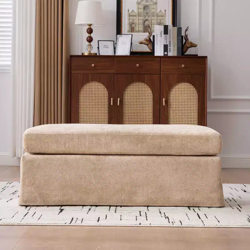 TUYOHW 46 Plush Chenille Storage Ottoman Bench with Metal Legs,Rectangular End-of-Bed Bench for Bedroom and Living Room,500lbs Capacity